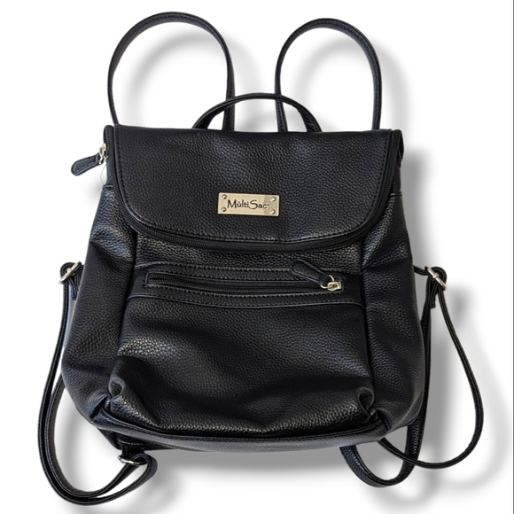 multisac Bags Multisac Pebbled Vegan Leather Black Backpack Poshmark